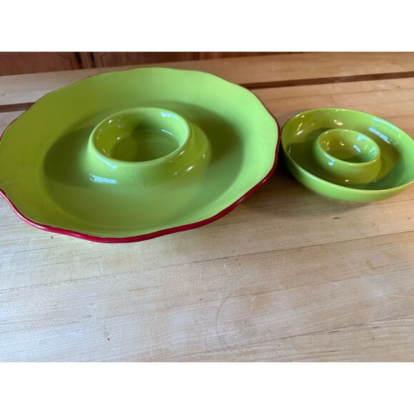 Tastefully Simple 14" & 7" Salsa Chip Dip Bowls - Picture 1 of 8